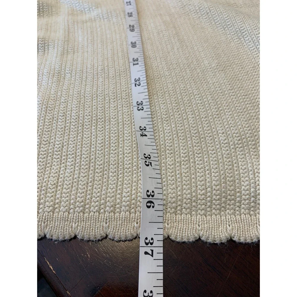 Forever 21 Cream Knit Boho  Maxi Skirt with Rosette Detail Side Slit Size Large‎